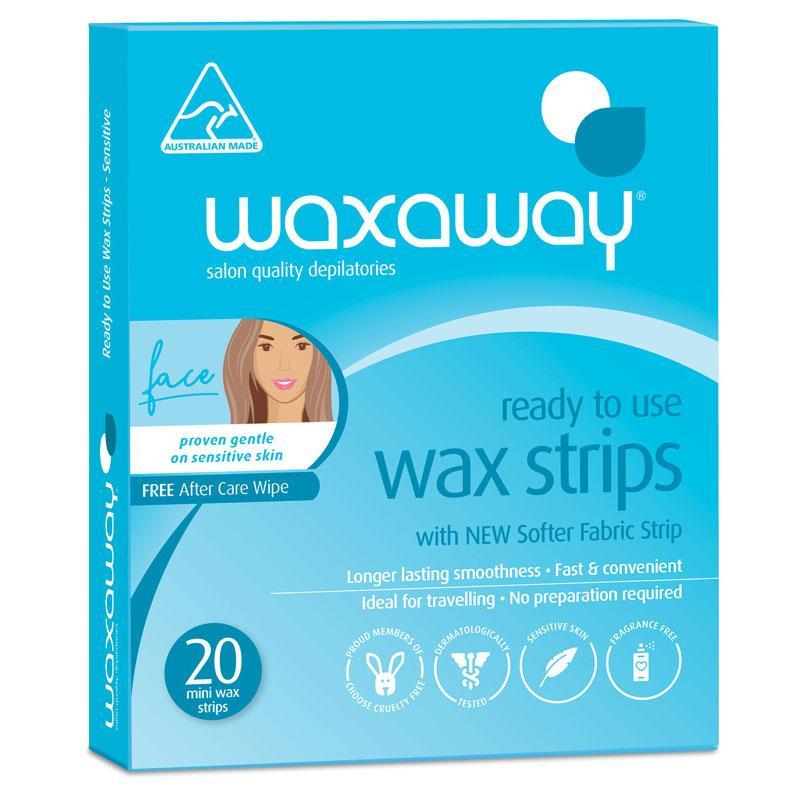 Buy Waxaway Ready To Use Sensitive Wax Face 20 Strips Online At Chemist Warehouse®