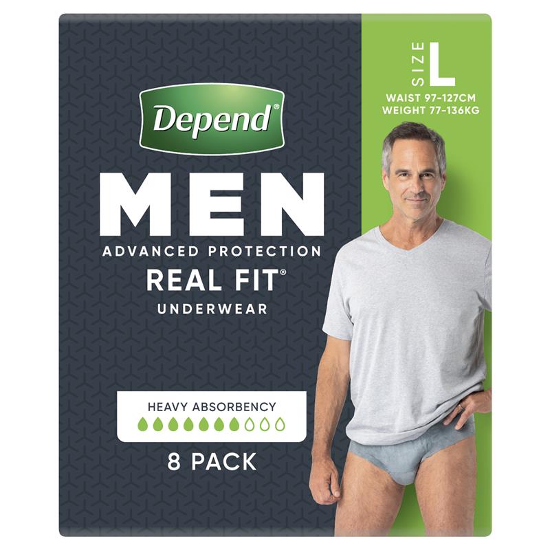 Buy Depend Men Real Fit Underwear Large 8 Pack Online at Chemist Warehouse®