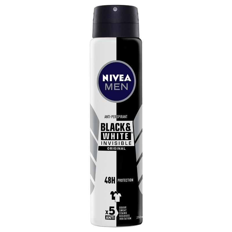 Buy Nivea Men Deodorant Aerosol Black & White Power 250ml Online at ...