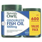 Nature's Own Odourless Fish Oil 1000mg 600 Capsules Exclusive Size