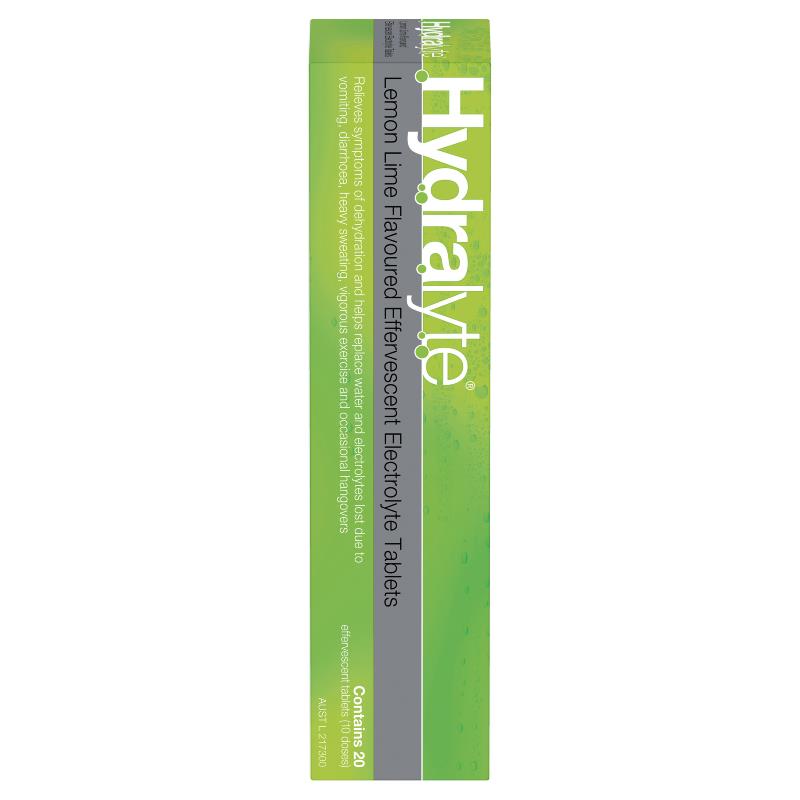 Buy Hydralyte Electrolyte Effervescent Lemon Lime 20 Tablets Online at Chemist Warehouse®