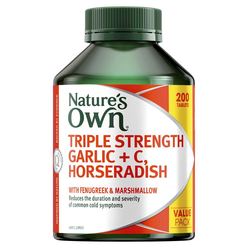 Buy Nature's Own Triple Strength Garlic + C, Horseradish 200 Tablets