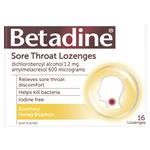Betadine Sore Throat Honey and Lemon 16 Lozenges