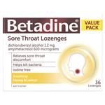 Betadine Sore Throat Honey and Lemon 36 Lozenges