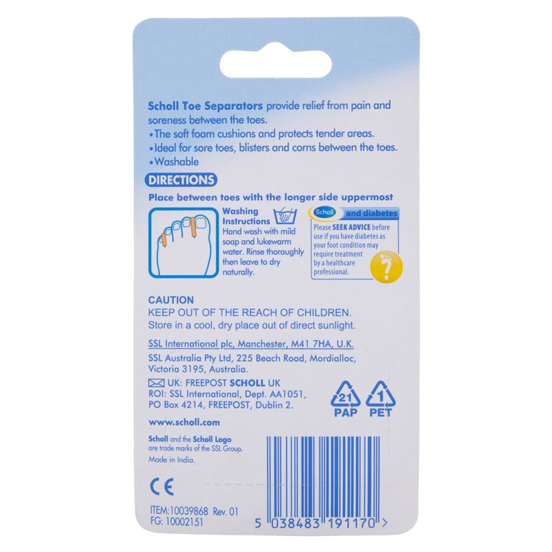 Buy Scholl Toe Separators Pain Relief and Protection Online at Chemist