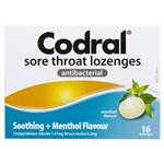 Codral Sore Throat Lozenges Antibacterial Menthol 16 Pack