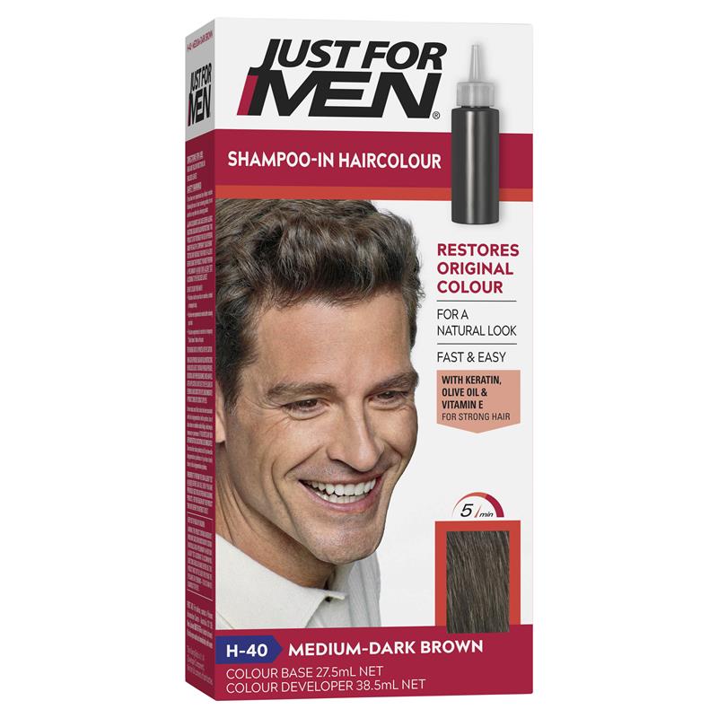 Buy Just for Men Hair Colour 40 Medium Dark Brown Online at Chemist
