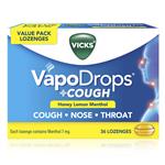 Vicks VapoDrops + Cough Honey Lemon 36