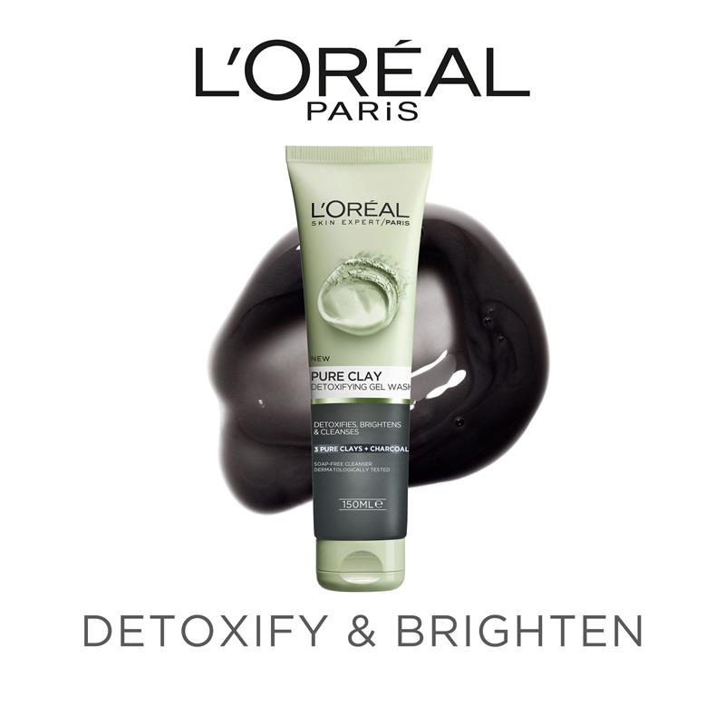 Buy L'Oreal Paris Pure Clay Charcoal Detoxifying Gel Wash 150ml Online