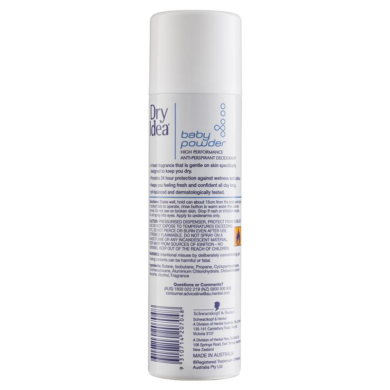 Buy Dry Idea Aerosol Deodorant Baby Powder 150g Online at Chemist