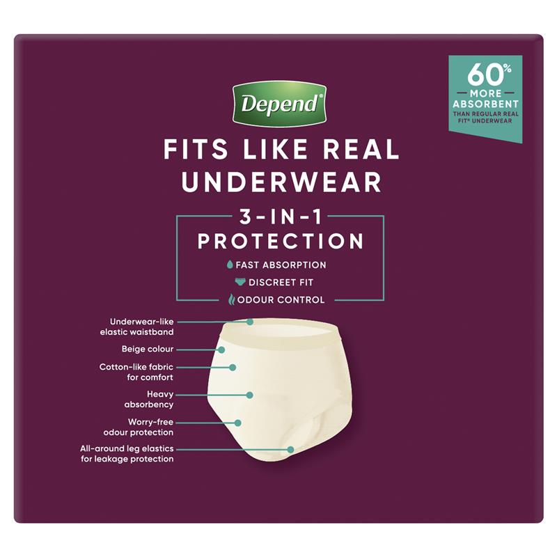 Depend Women Real Fit Underwear Super Extra Large 16 Bulk Pack