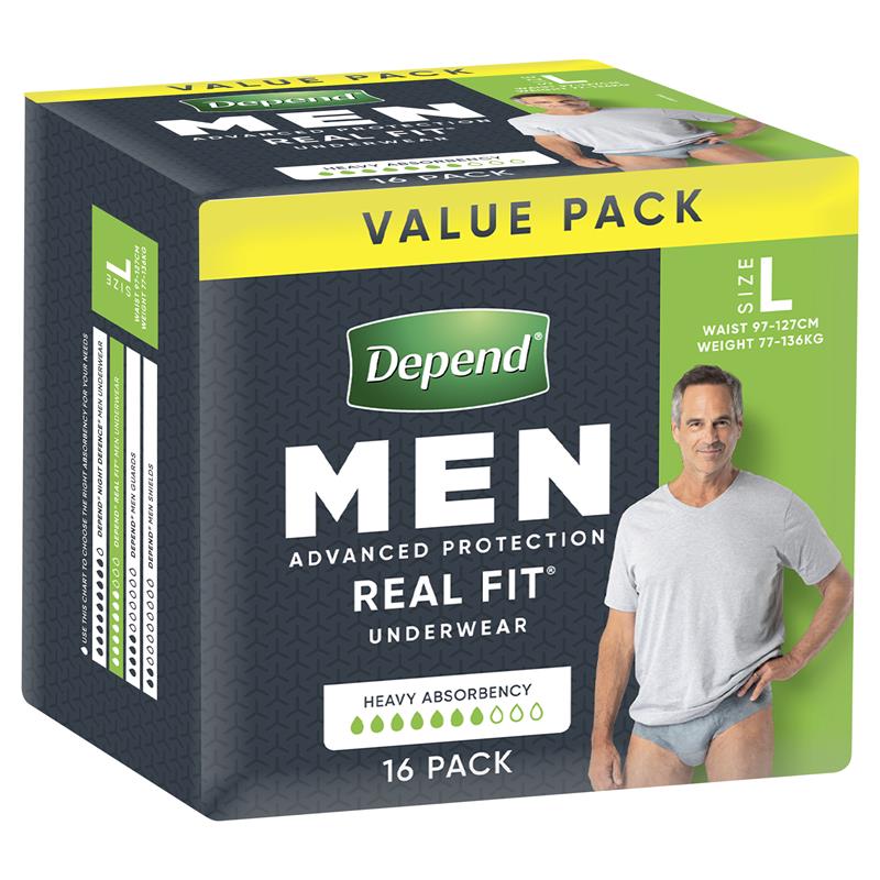 Buy Depend Men Real Fit Underwear Large16 Value Pack Online at Chemist ...