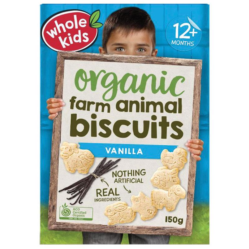 Buy Whole Kids Farm Vanilla Animal Biscuits 150g Online at Chemist