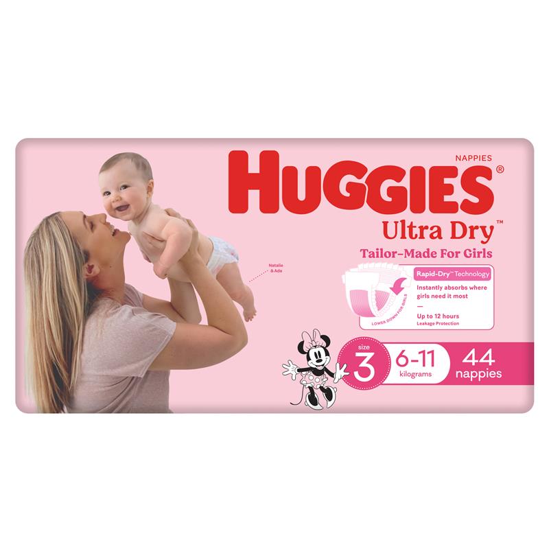 Buy Huggies Ultra Dry Nappies Size 3 Girl 6 11kg Bulk 44 Pack Online