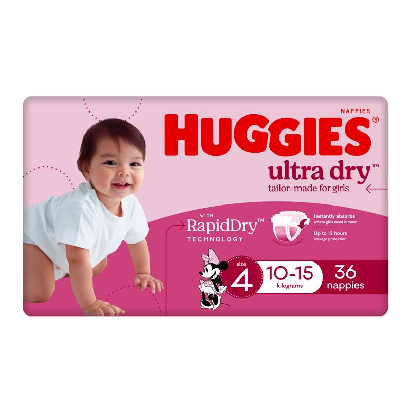 Buy Huggies Ultra Dry Nappies Size 4 Girl 10 15kg Bulk 36 Pack Online