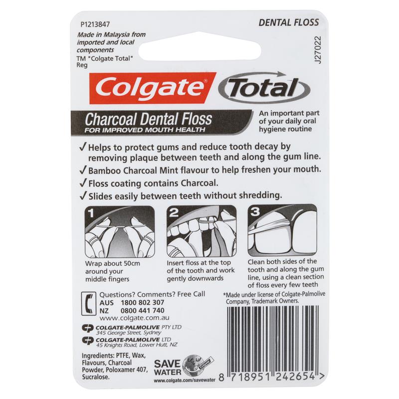 Buy Colgate Total Charcoal Oral Care Dental Floss 25m Online at Chemist