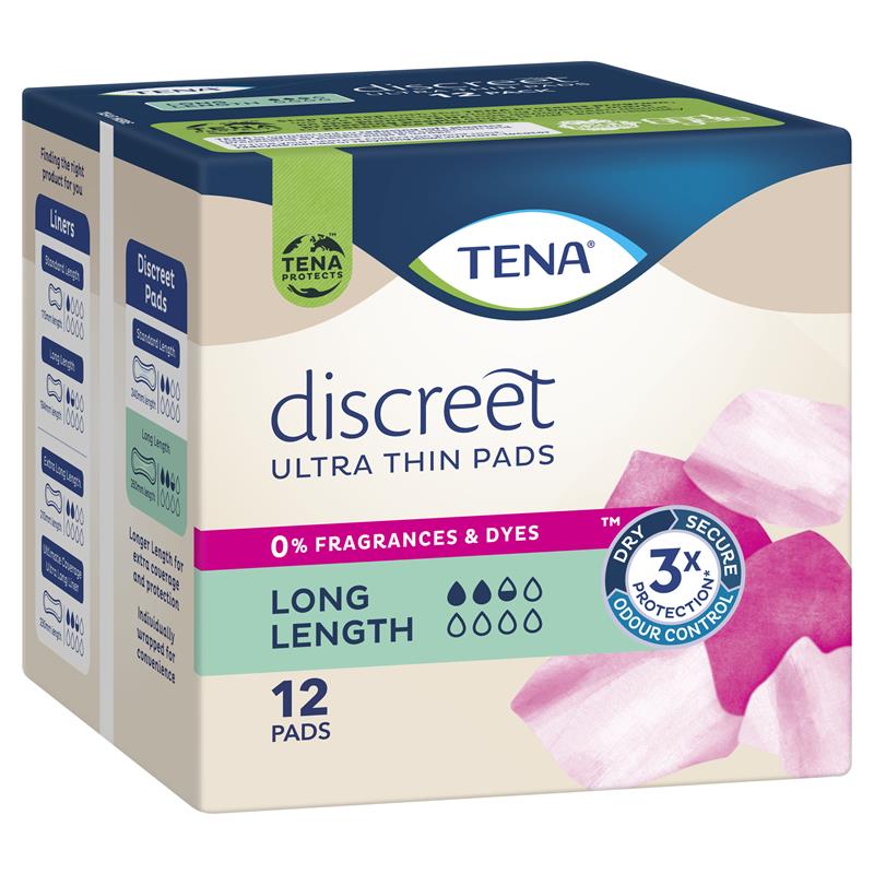 Buy Tena Pad Discreet UltraThin Long Length 12 Pack Online at Chemist