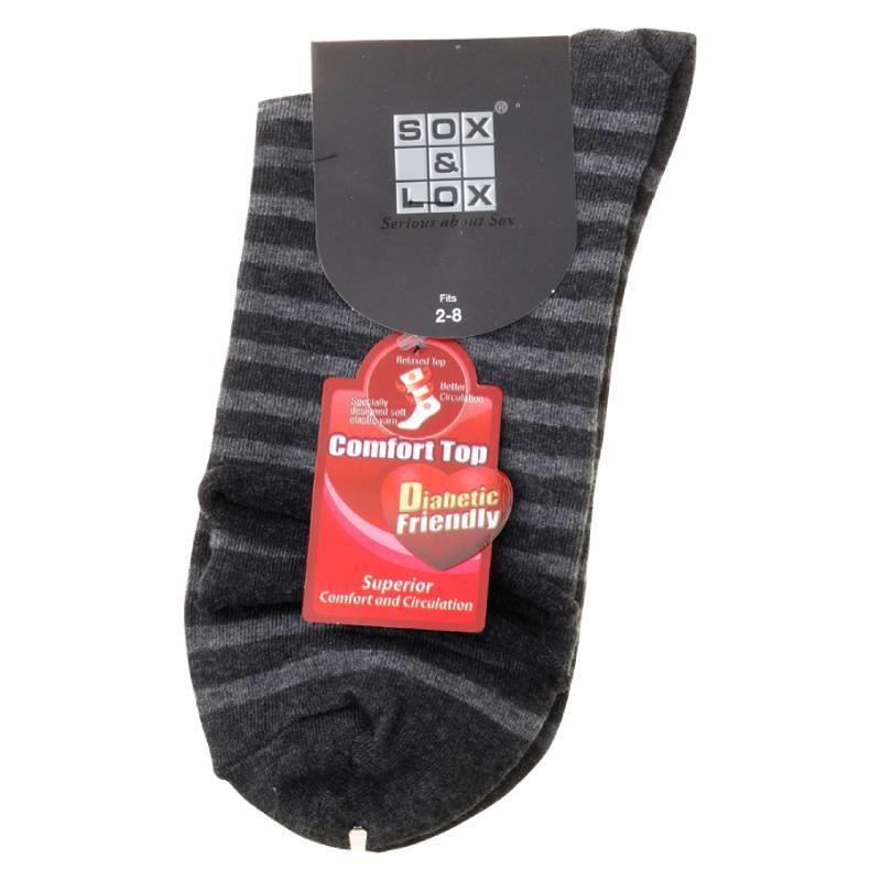 Buy Sox & Lox A20 Ladies Diabetic Friendly Comfort Top Socks Stripe 2