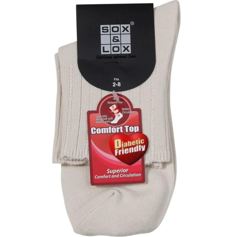 Buy Sox & Lox A19 Ladies Diabetic Friendly Comfort Top Socks Beige 2