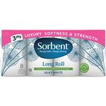 Sorbent Toilet Paper Silky White Long Roll 8 Pack