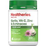 Healtheries Garlic Vit C Zinc & Echinacea with Olive Leaf 200 Tablets