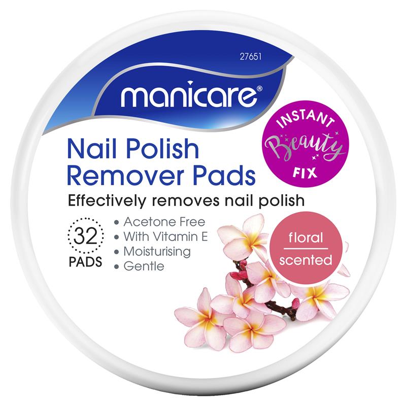 Buy Manicare Nail Polish Remover Pads Floral 32 Pads Online at Chemist