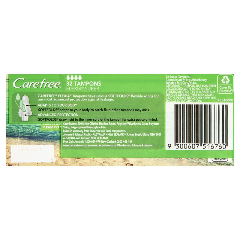 Buy Carefree Tampons Flexia Super 32 Online at Chemist Warehouse®