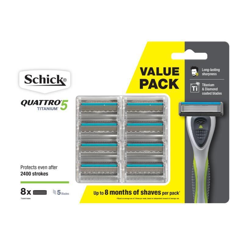 Buy Schick Quattro Titanium 5 Refill A5 8 Pack Online at Chemist Warehouse®