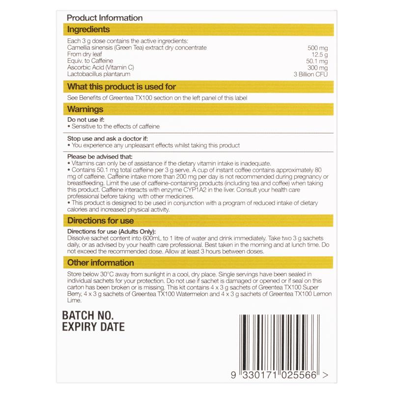 Buy BSc Green Tea TX100 Mixed Flavours 12 x 3g Serve Online at Chemist