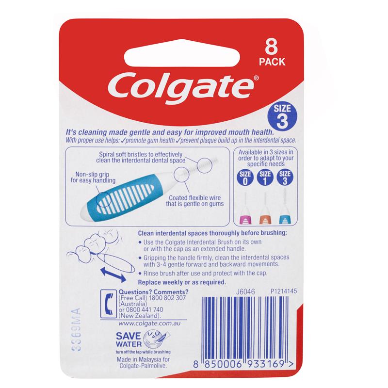 Buy Colgate Interdental Brush Size 3 8 Pack Online at Chemist Warehouse®